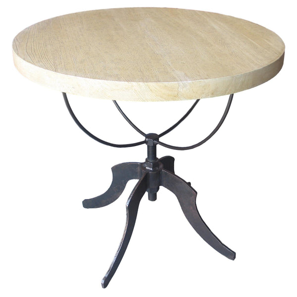 Wine Wood Round Side Table with Adjustable Base-Side Tables-Noir-LOOMLAN