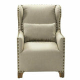 Wingback Arm Chair with Throw Pillow and Nail Head Trim Club Chairs LOOMLAN By LOOMLAN