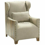 Wingback Arm Chair with Throw Pillow and Nail Head Trim Club Chairs LOOMLAN By LOOMLAN