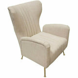 Wingback Armchair Ivory Sand Linen Fabric Gold Metal Legs Club Chairs LOOMLAN By Diamond Sofa