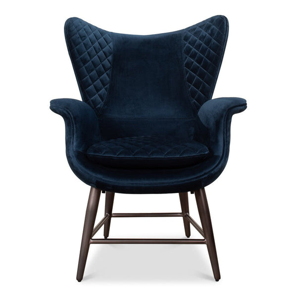 Wings Accent Chair Blue Velvet - Egg Chair-Accent Chairs-Sarreid-LOOMLAN