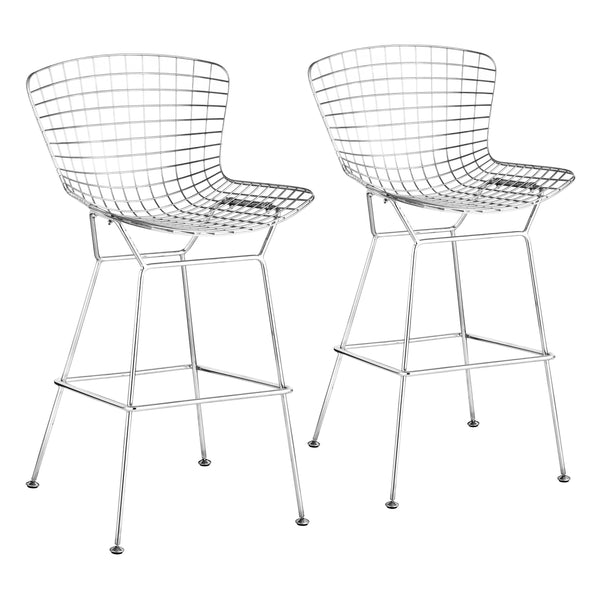 Wire Bar Chair (Set of 2) Chrome Bar Stools LOOMLAN By Zuo Modern