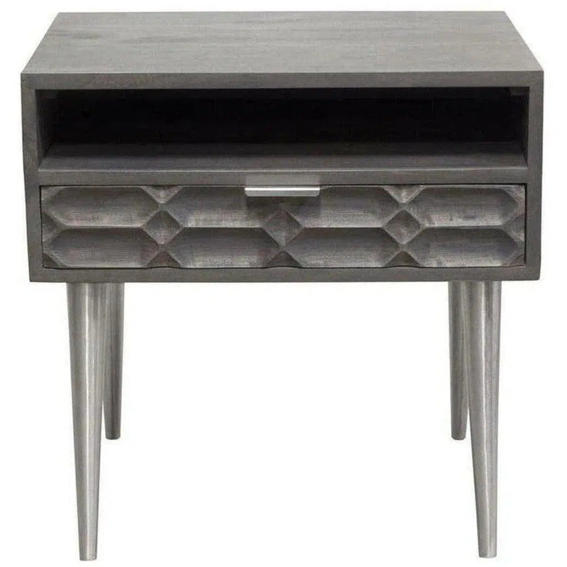 Wood 1-Drawer Accent Table Smoke Grey