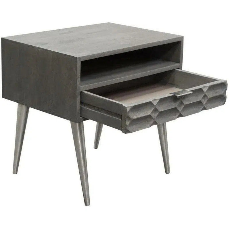 Wood 1-Drawer Accent Table Smoke Grey