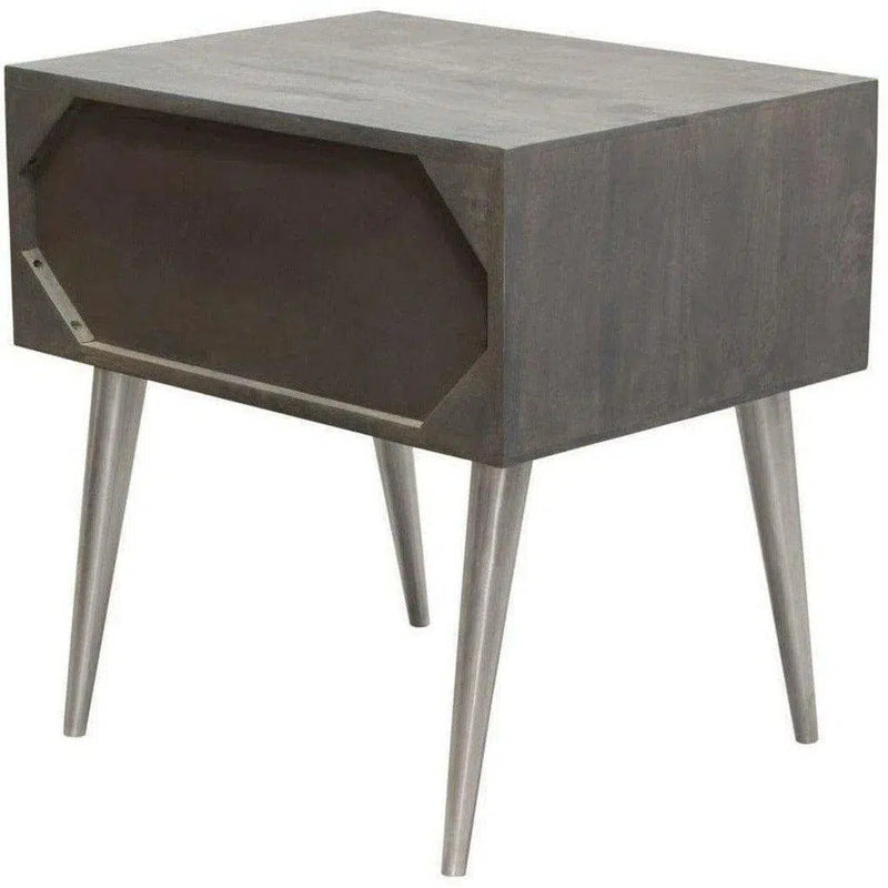 Wood 1-Drawer Accent Table Smoke Grey