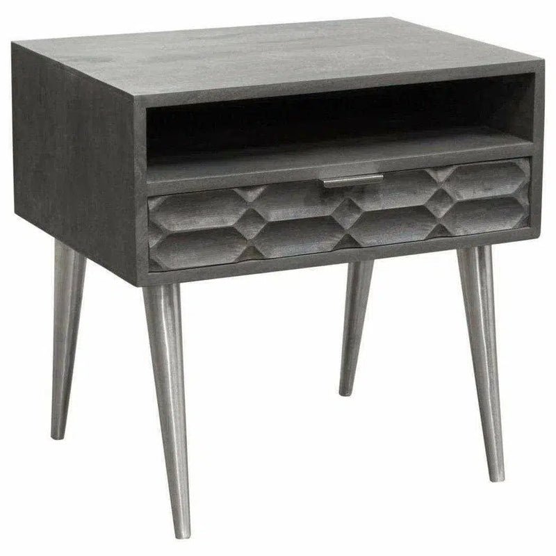 Wood 1-Drawer Accent Table Smoke Grey