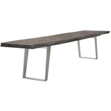 Wood Accent Bench Silver Metal Inlay