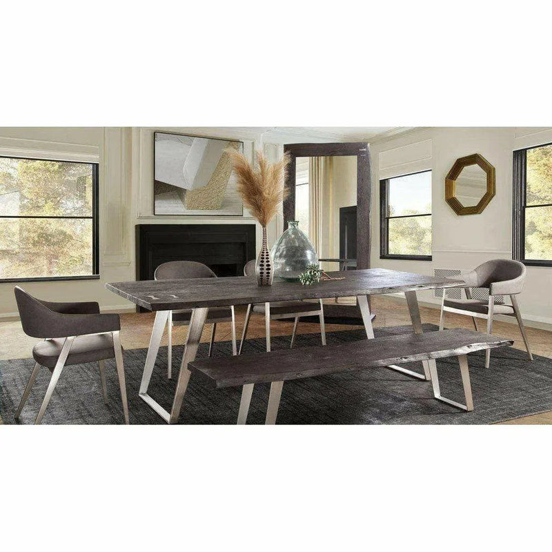 Wood Accent Bench in Espresso Silver Metal Inlay Dining Benches LOOMLAN By Diamond Sofa
