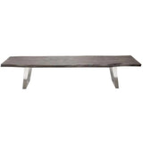 Wood Accent Bench in Espresso Silver Metal Inlay Dining Benches LOOMLAN By Diamond Sofa