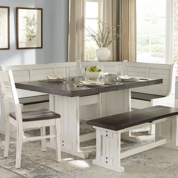 Wood Corner Breakfast Nook Dining Set