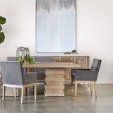 Wood Extendable Dining Table Set With Grey Velvet Chairs Dining Table Sets LOOMLAN By Essentials For Living