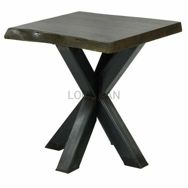 Wood Live Edge Black Square End Side Table