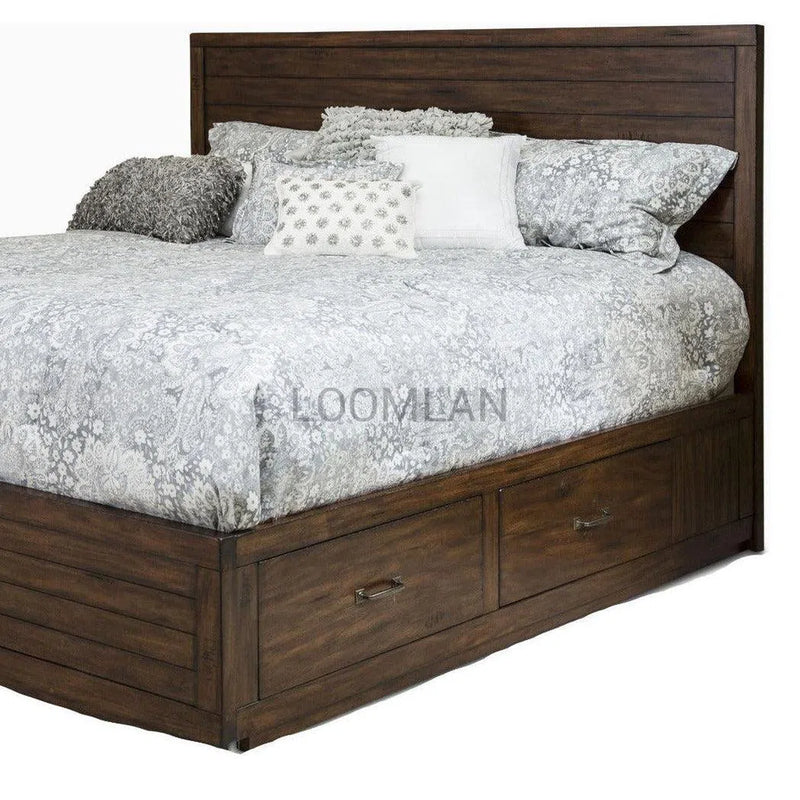 Wood Platform Eastern King Size Bed Frame With Drawers Beds LOOMLAN By Sunny D