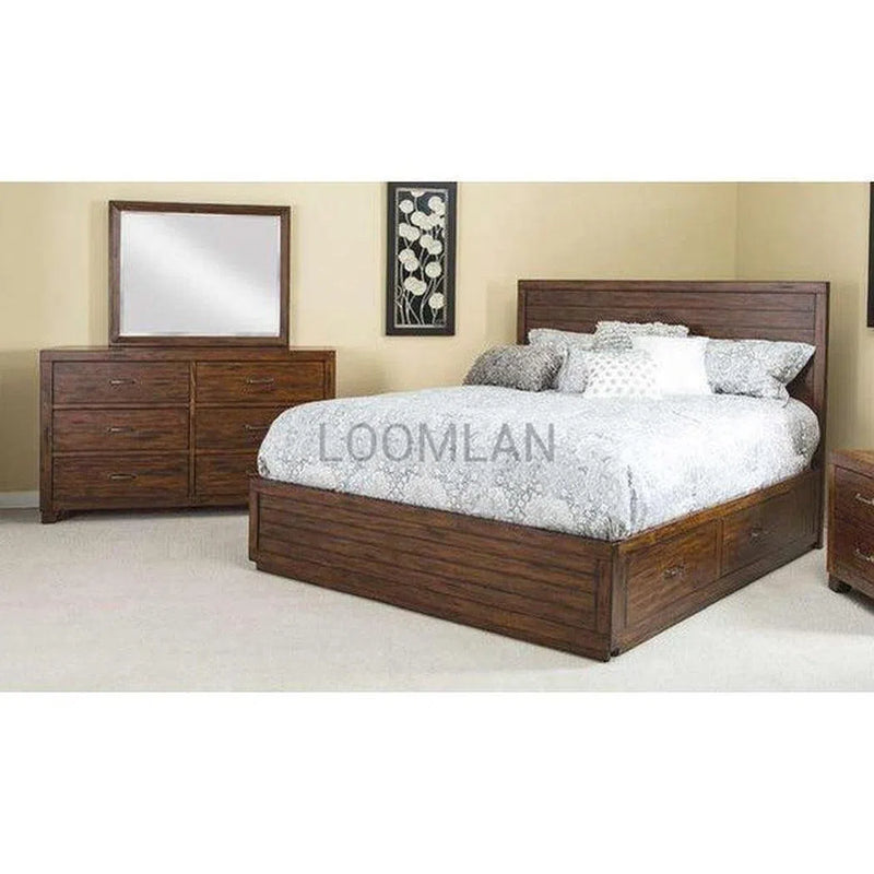 Wood Platform Queen Size Bed Frame With Drawers Beds LOOMLAN By Sunny D