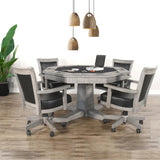 Wood Poker Table with Leather Chairs for Game Room 5 PC Set Dining Table Sets LOOMLAN By Sunny D