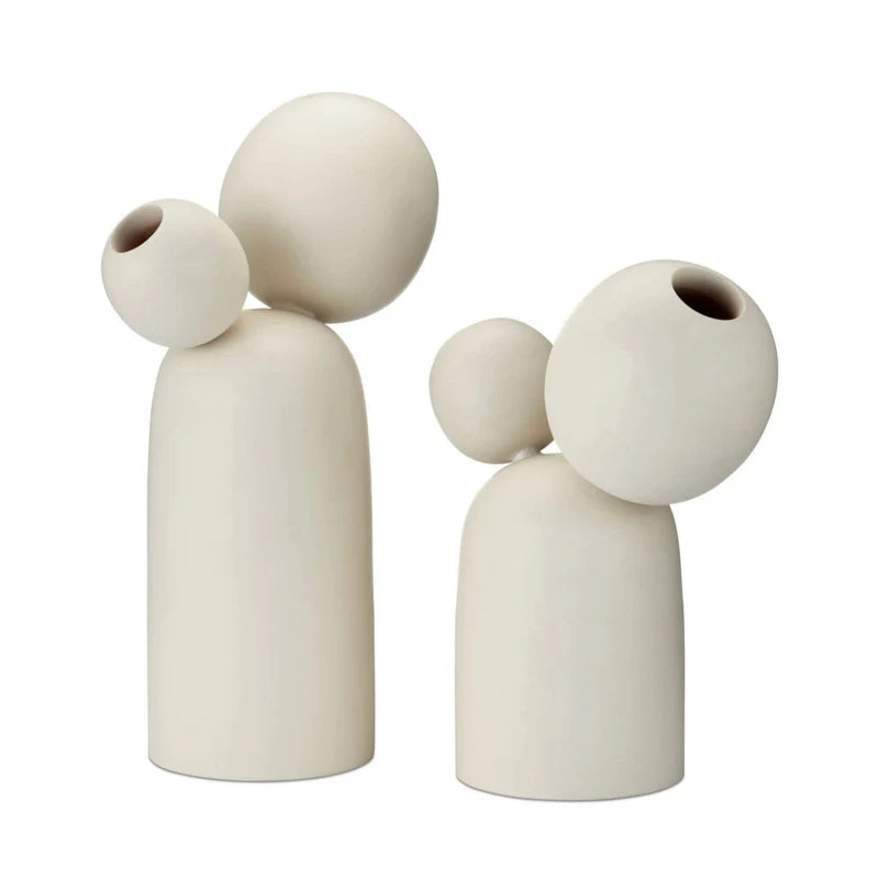 Wood Ensemble Ivory Sculptures Object (Set Of 2)