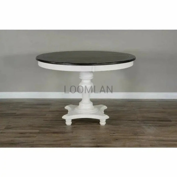 Wooden Round Dining Table Pedestal-Dining Tables-Sunny D-LOOMLAN