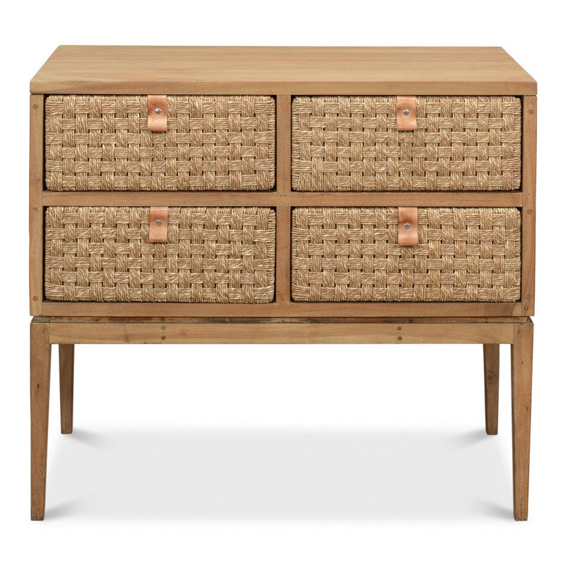 Woven Front Chest Of Four Drawers-Chests-Sarreid-LOOMLAN
