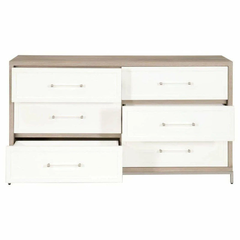 Wrenn 6-Drawer Double Dresser White Dressers LOOMLAN By Essentials For Living