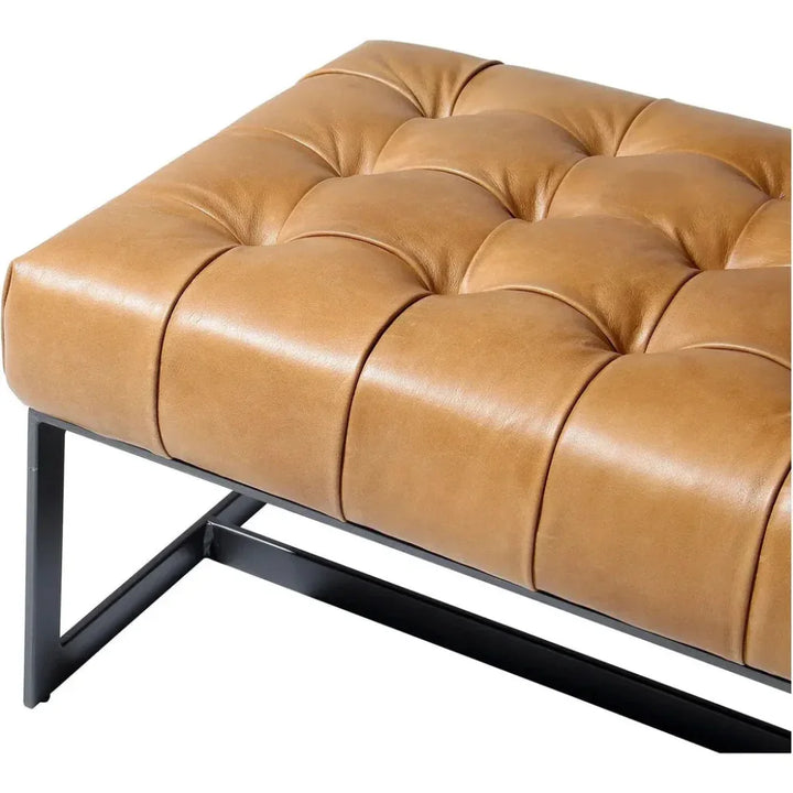 Wyatt Top Grain Leather Bedroom Bench Iron - LOOMLAN - Moe's Home - Bedroom Benches