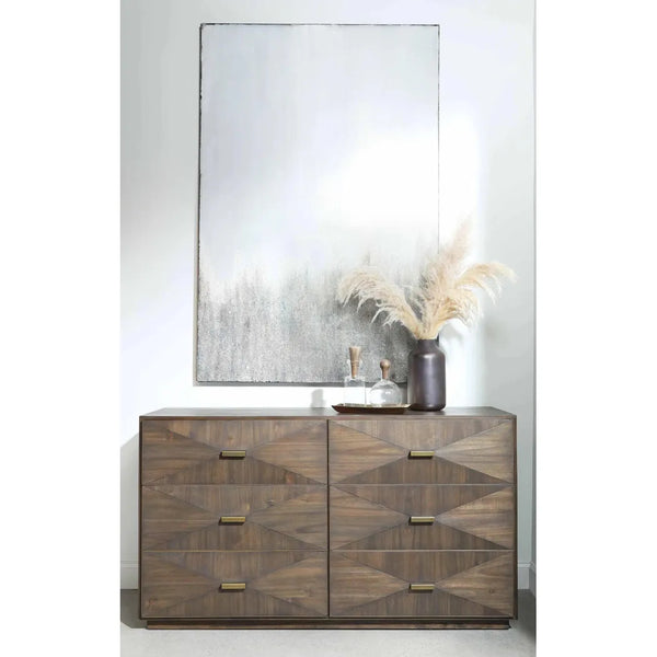 Wynn 6-Drawer Double Dresser Burnished Brown & Gold