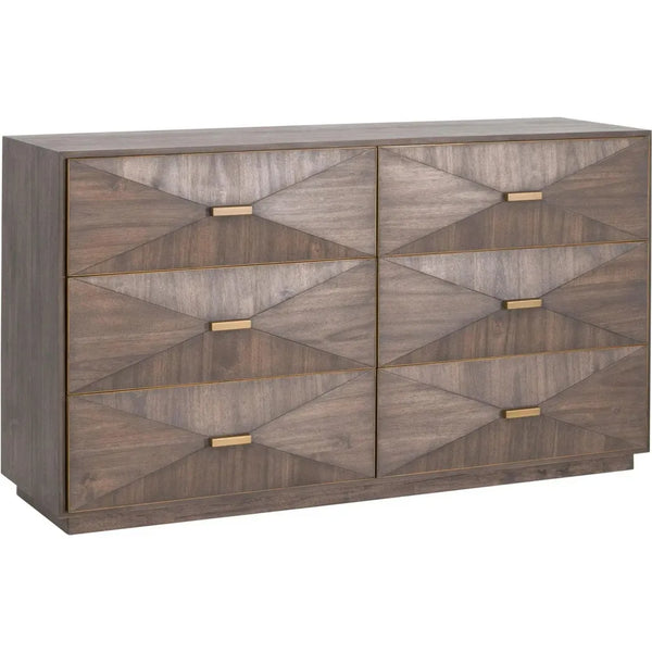 Wynn 6-Drawer Double Dresser Burnished Brown & Gold