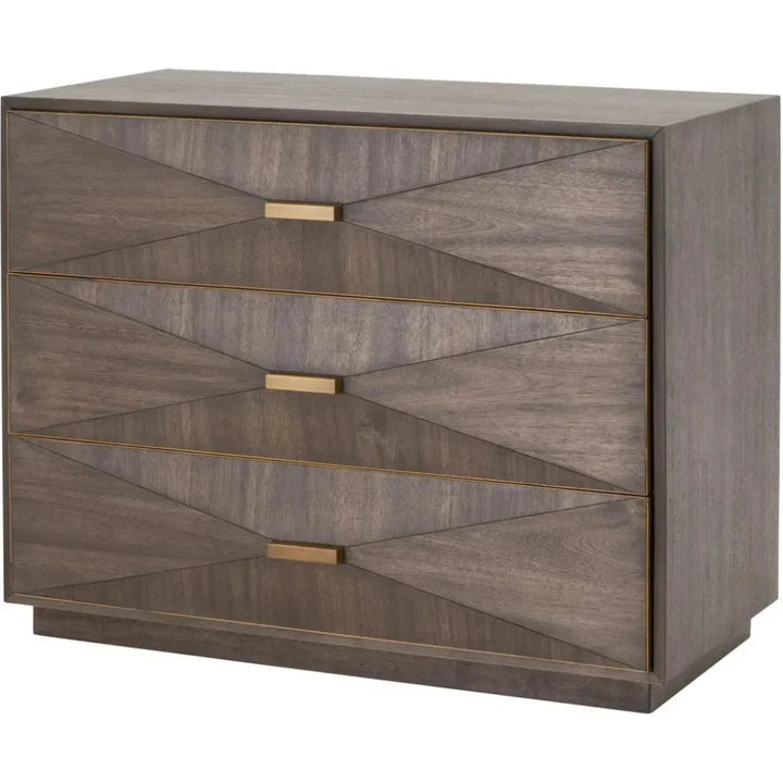 Wynn Brown Shagreen 3 Drawers Nightstand Bedroom - LOOMLAN - Essentials For Living - Nightstands