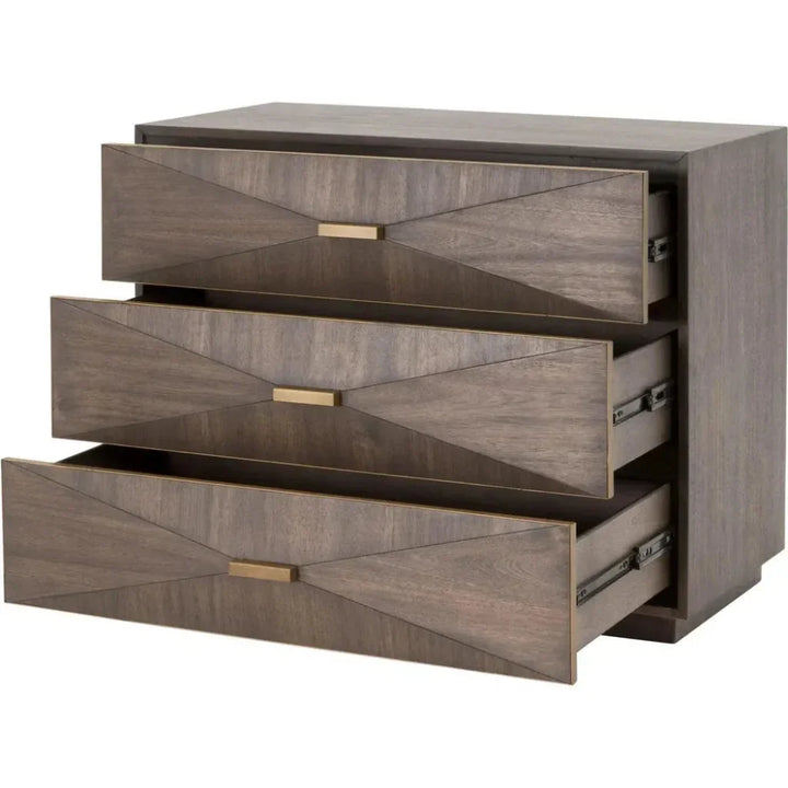 Wynn Brown Shagreen 3 Drawers Nightstand Bedroom - LOOMLAN - Essentials For Living - Nightstands