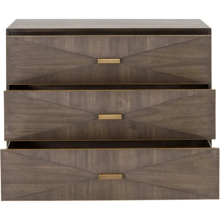 Wynn Brown Shagreen 3 Drawers Nightstand Bedroom - LOOMLAN - Essentials For Living - Nightstands