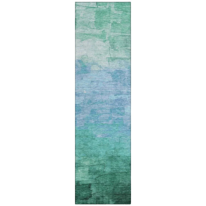 Wyrnleaf Teal Washable Indoor - Outdoor Rug - LOOMLAN - LOOMLAN Rugs - Outdoor Rugs