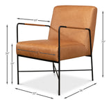 Xander Armchair Tan Leather Metal Frame Accent Chair-Accent Chairs-Sarreid-LOOMLAN