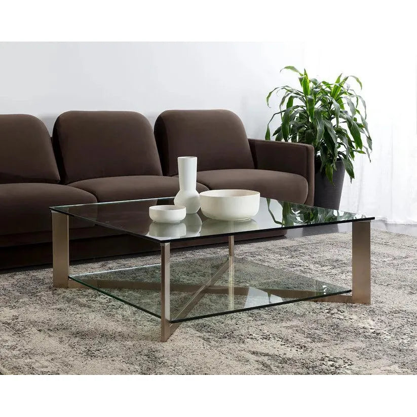 Xavier Steel Framed Glass Coffee Table