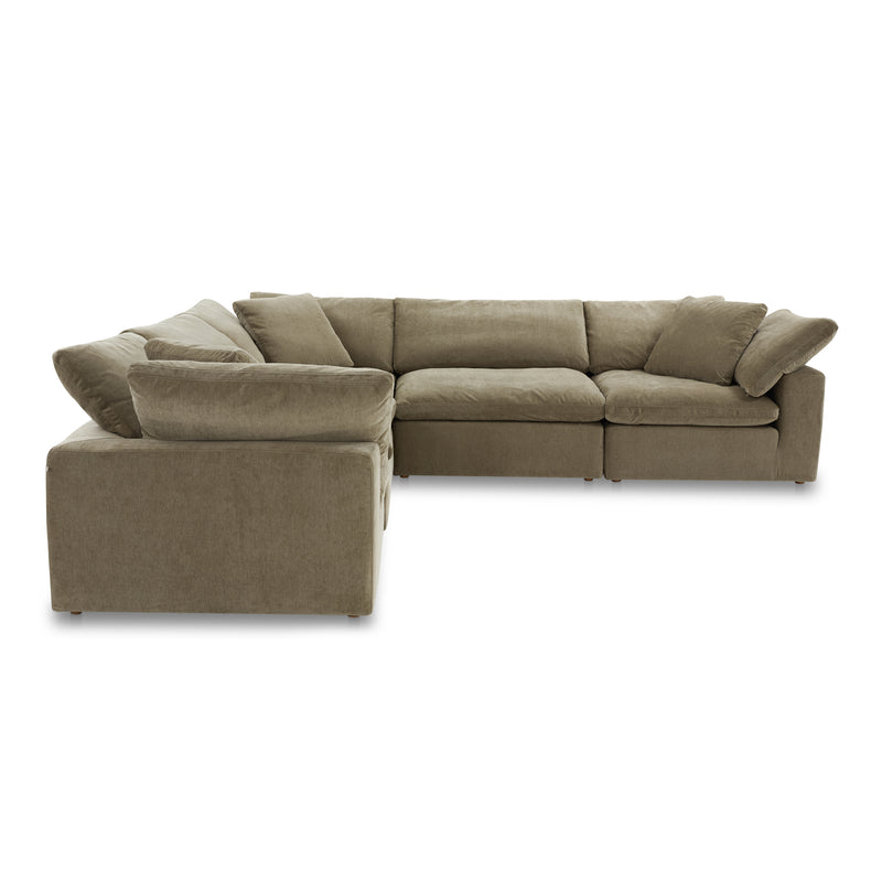 Clay Classic Polyester and Wood Green L Modular Sectional