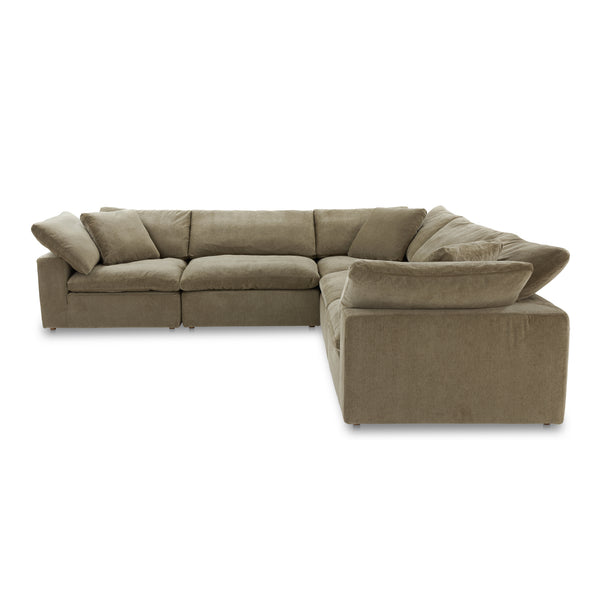 Clay Classic Polyester and Wood Green L Modular Sectional
