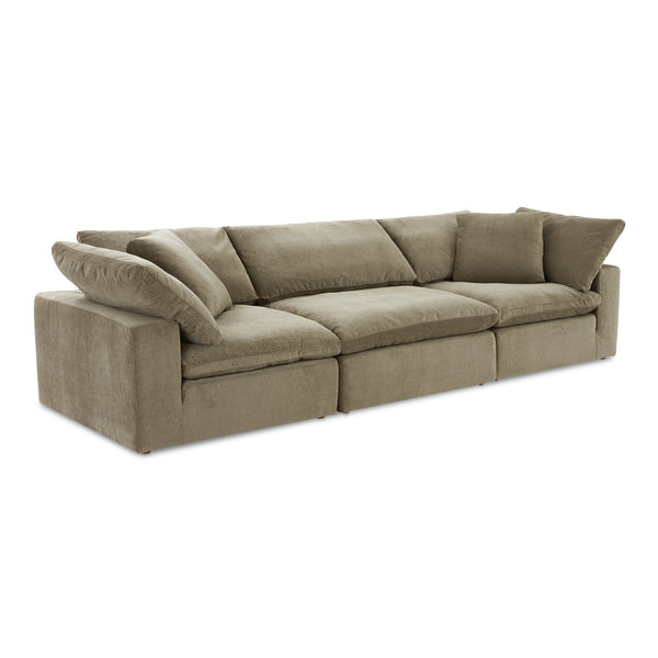 Clay Polyester and Wood Green Modular Sofa