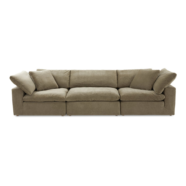 Clay Polyester and Wood Green Modular Sofa