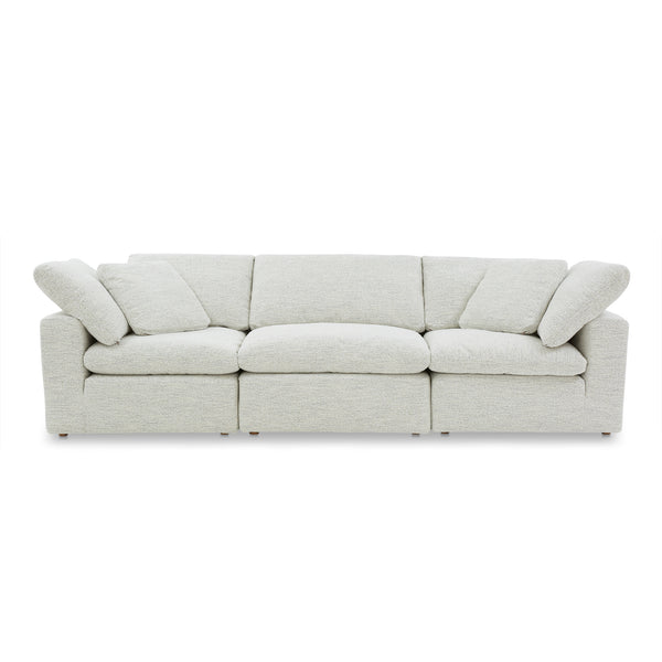 Terra Polyester Fabric and Wood Off-White Modular Sofa