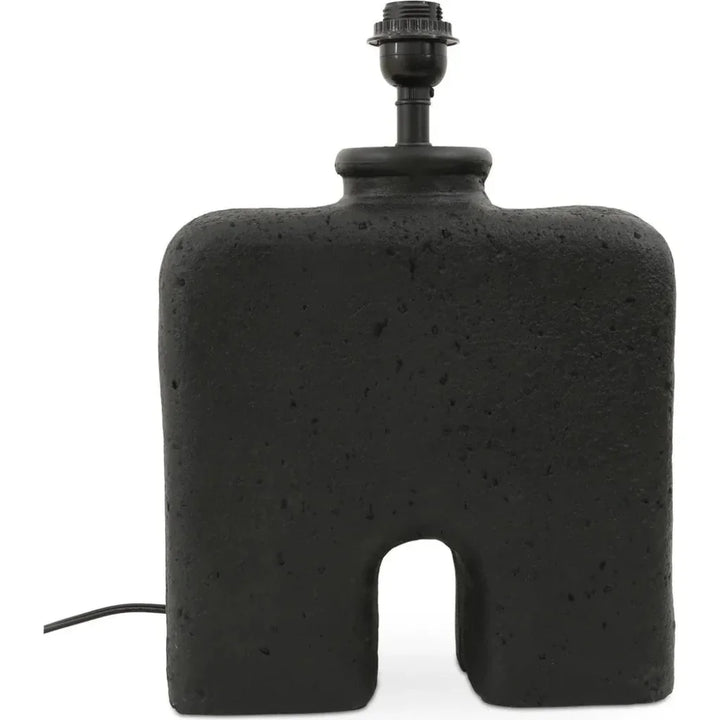 Yara Wood & Textured Cotton Black Table Lamp - LOOMLAN - Moe's Home - Table Lamps