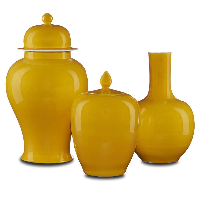 Yellow Imperial Yellow Ginger Jar Vases & Jars LOOMLAN By Currey & Co