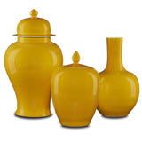 Yellow Imperial Yellow Temple Jar Vases & Jars LOOMLAN By Currey & Co