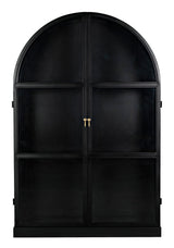 Yoke Hutch Black Curio Buffet Glass Doors Cabinet-Buffets & Curios-Noir-LOOMLAN