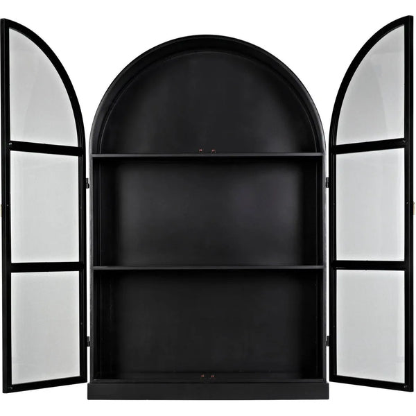 Yoke Hutch Black Curio Buffet Glass Doors Cabinet