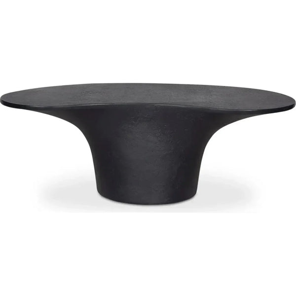 Yumi Concrete Outdoor Oval Coffee Table-Outdoor Coffee Tables-Moe's Home-Black-LOOMLAN