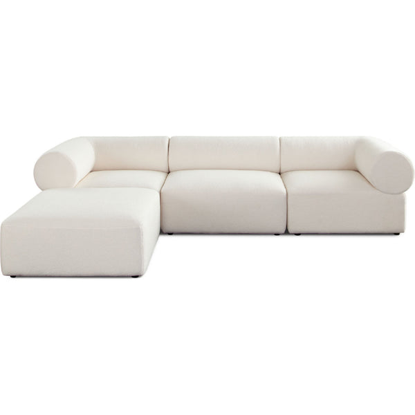 Zia 4PC Modular Reversible Chaise Sectional in Ivory Sherpa Fabric