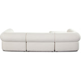 Zia 4PC Modular Reversible Chaise Sectional in Ivory Sherpa Fabric