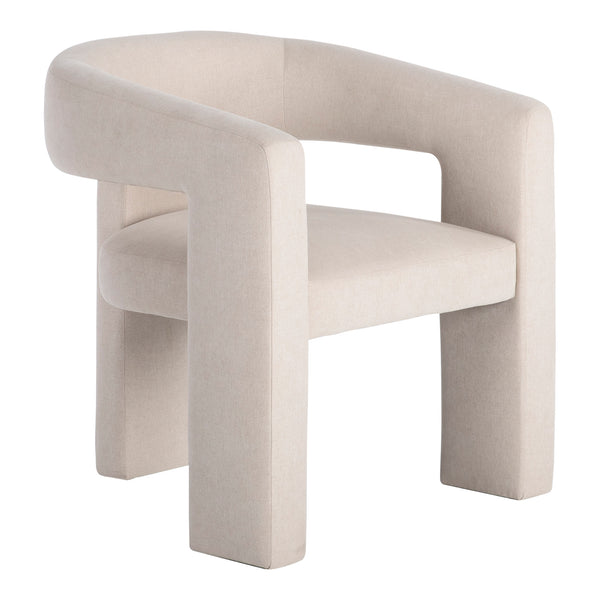 Elo Polyester and Plywood Cream Armless Chair
