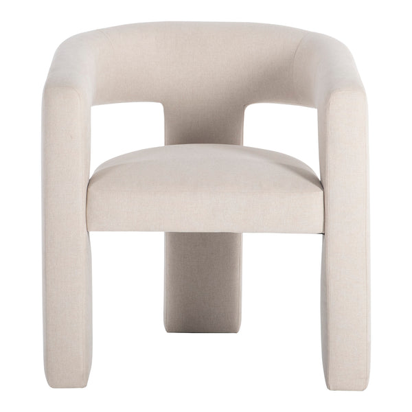 Elo Polyester and Plywood Cream Armless Chair