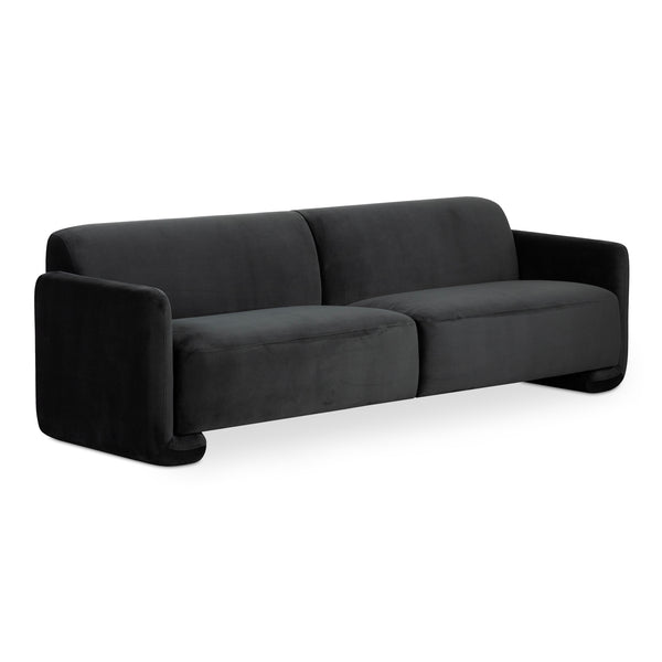 Fallon Polyester and Solid Pine Black Sofa
