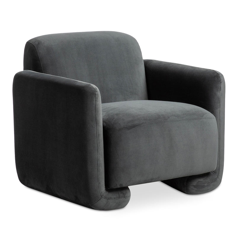 Fallon Polyester and Solid Pine Dark Grey Accent Arm Chair
