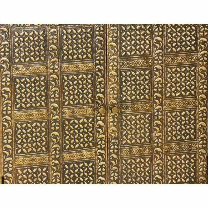 40" Wood Brass Accent Cabinet 2 Doors Zaley - LOOMLAN - LOOMLAN - Accent Cabinets